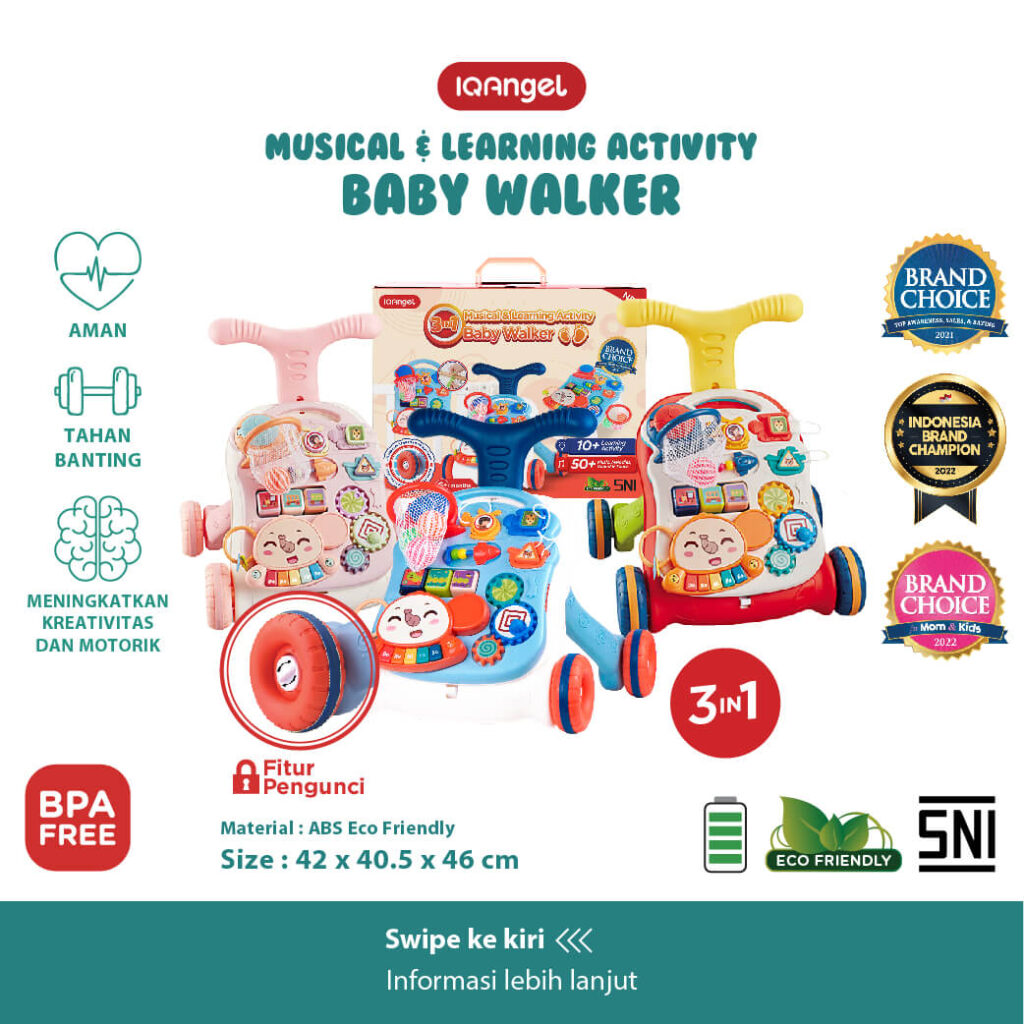 IQANGEL 3IN1 MUSICAL & LEARNING ACTIVITY BABY WALKER 3 COLOR